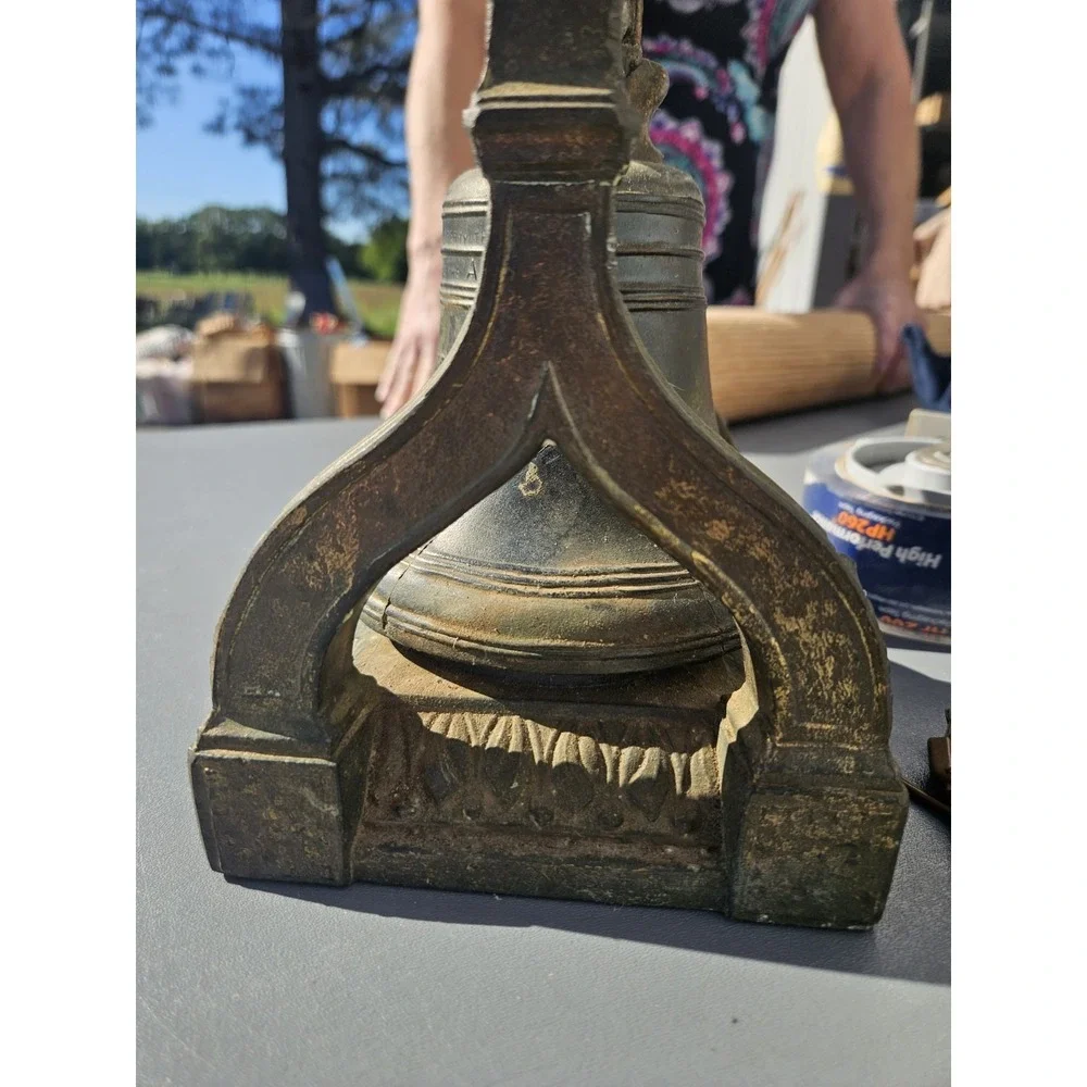 Vintage Brass Liberty Bell Lamp *Tested & Works* No Shade